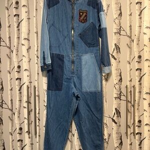 Patchwork Denim Jumpsuit
